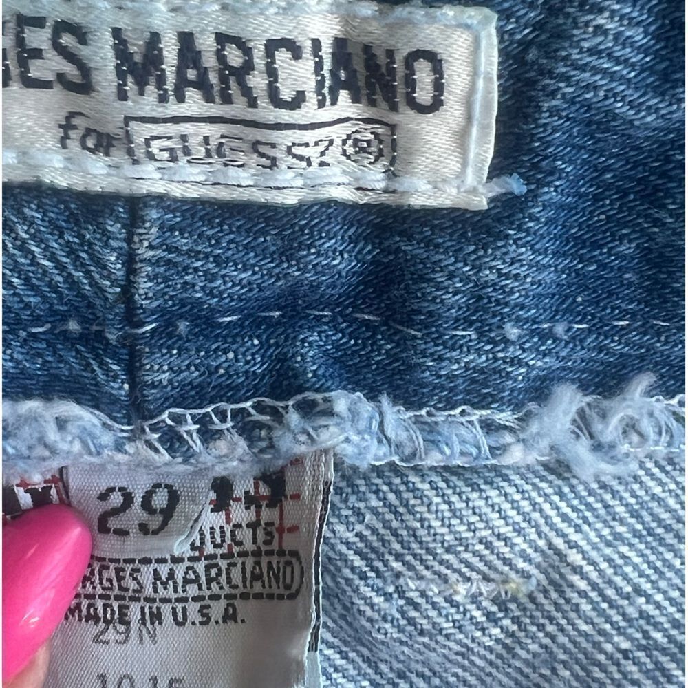 Vintage Guess USA 90’s Triangle Logo High Rise Tapered Ankle Zipper Jeans Sz 29 - Picture 12 of 14